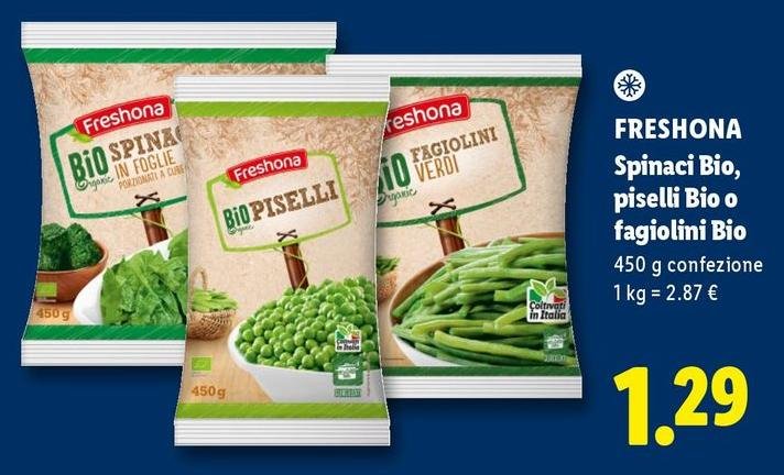 Freshona - Spinaci Bio, Piselli Bio O Fagiolini Bio