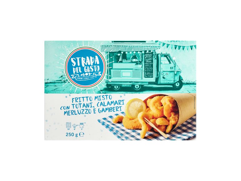 Fritto misto con totani, calamari, merluzzo e gamberi