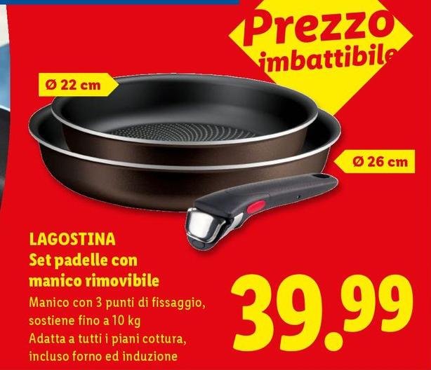 Lagostina - Set Padelle Con Manico Rimovibile