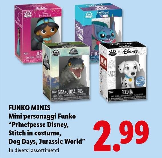 Funko Minis - Mini Personaggi ''Principesse Disney/Stitch In Costume/Dog Days/Jurassic World''
