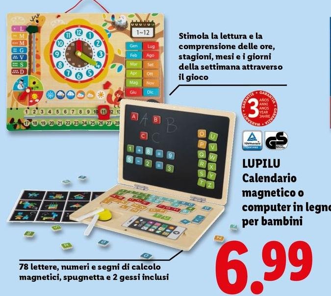 Lupilu - Calendario Magnetico O Computer In Legno Per Bambini