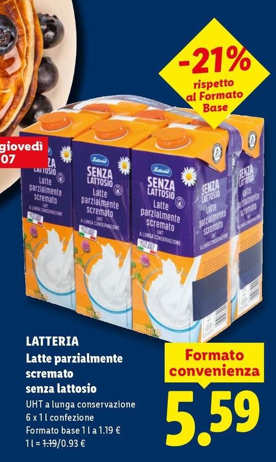 Latteria - Latte Parzialmente Scremato Senza Lattosio