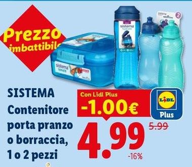 Sistema - Contenitore Porta Pranzo O Borraccia, 1 O 2 Pezzi