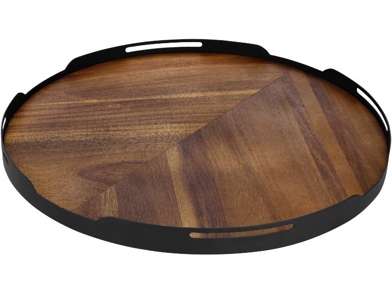 Vassoio in legno di acacia girevole