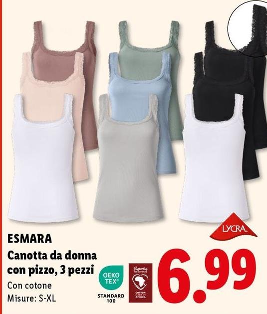 Esmara - Canotta Da Donna Con Pizzo/3 Pezzi