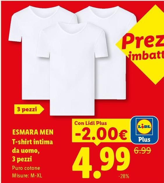 Esmara Men - T-Shirt Intima Da Uomo/3 Pezzi