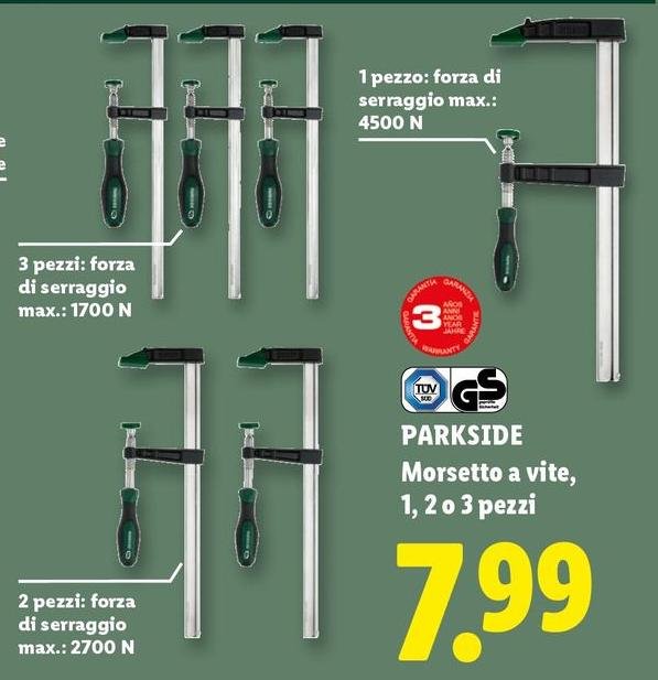 Parkside - Morsetto A Vite/1/2 O 3 Pezzi
