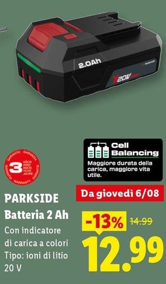 Parkside - Batteria 2 Ah