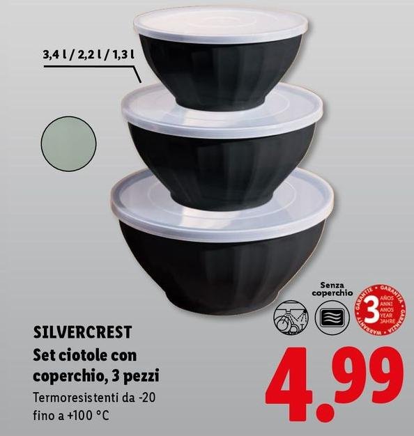 Silvercrest - Set Ciotole Con Coperchio, 3 Pezzi