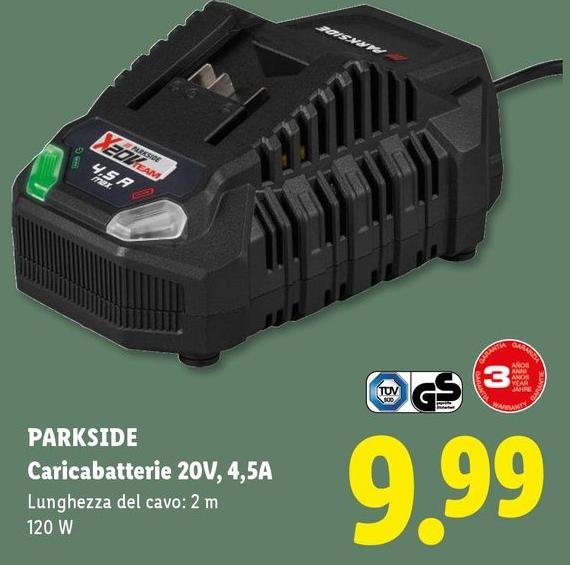 Parkside - Caricabatterie 20V, 4,5A