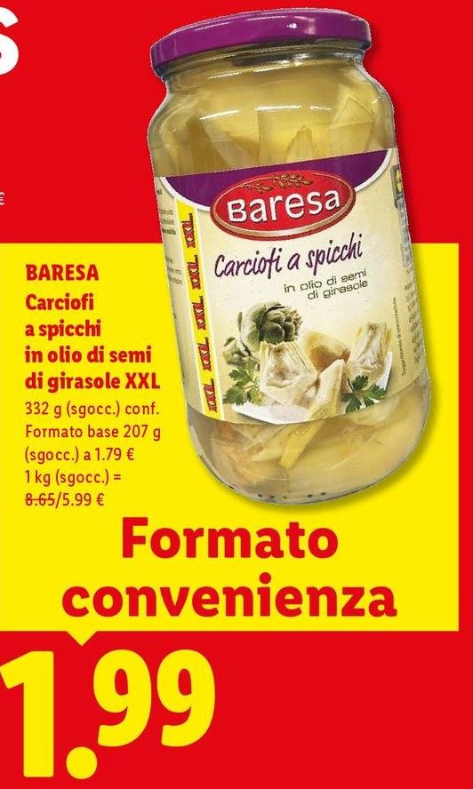 Baresa - Carciofi A Spicchi In Olio Di Semi Di Girasol XXL