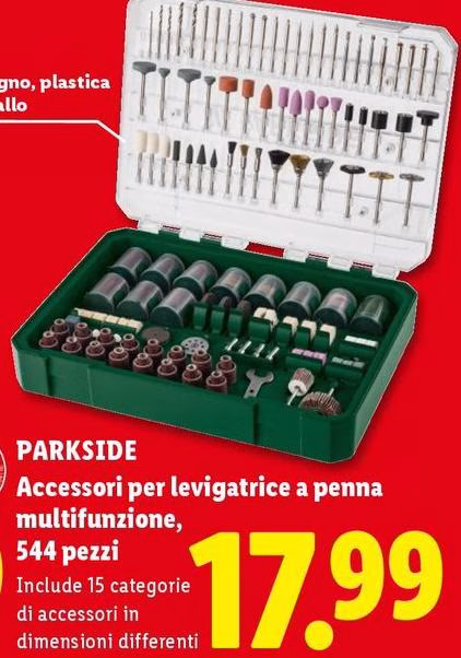 Parkside - Accessori Per Levigatrice A Penna Multifunzione, 544 Pezzi