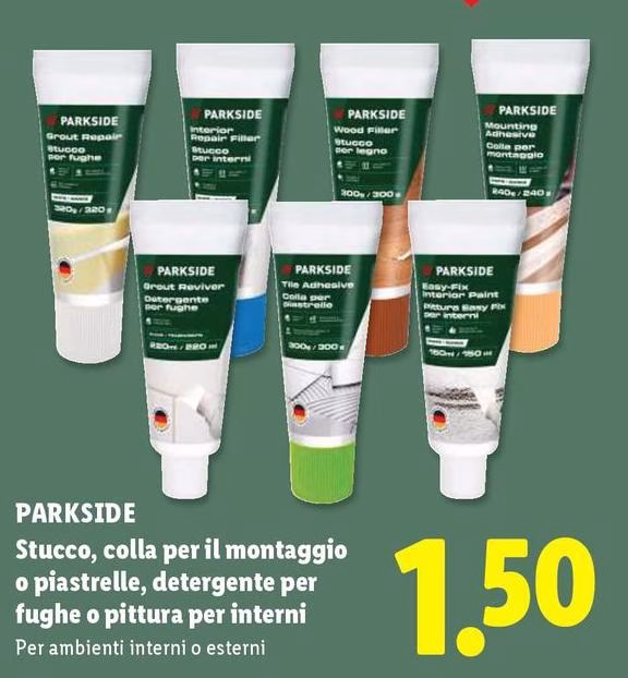 Parkside - Stucco, Colla Per Il Montaggio O Piastrelle, Detergente Per Fughe O Pittura Per Interni