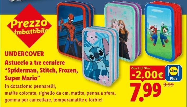 Undercover - Astuccio A Tre Cerniere "Spiderman, Stitch, Frozen, Super Mario"