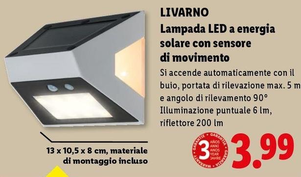 Energia - Lampada Led A  Solare Con Sensore Di Movimento