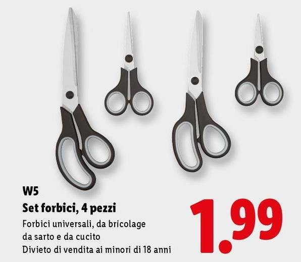 W5 - Set Forbici, 4 Pezzi