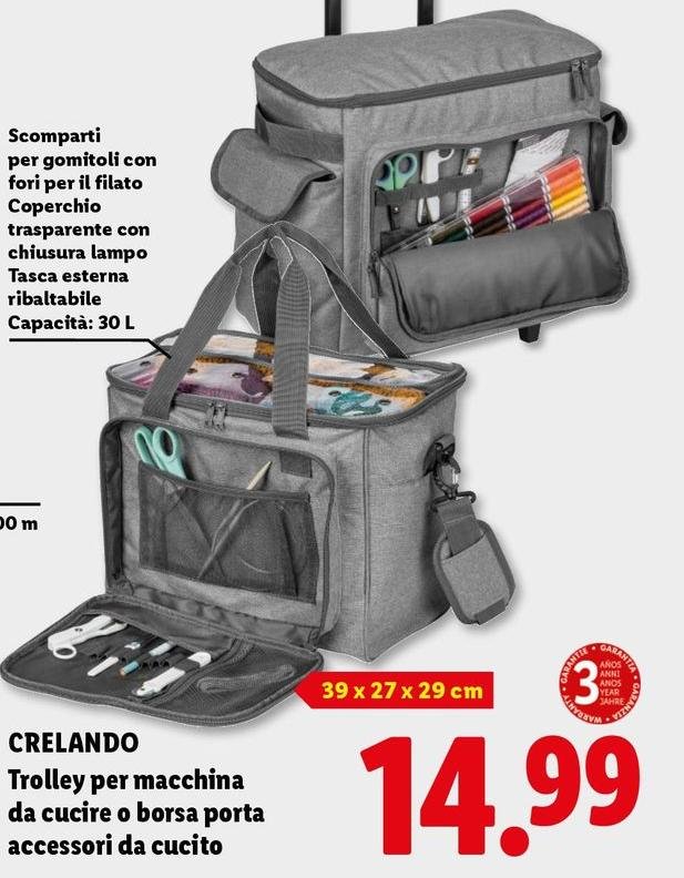 Crelando - Trolley Per Macchina Da Cucire O Borsa Porta Accessori Da Cucito