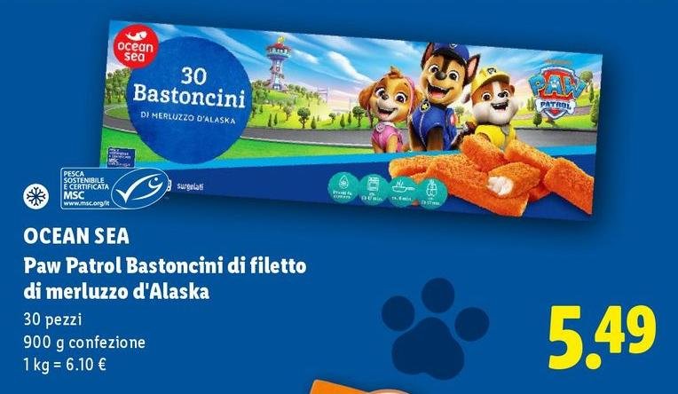 Ocean Sea - Paw Patrol Bastoncini Di Filetto Di Merluzzo D'Alaska