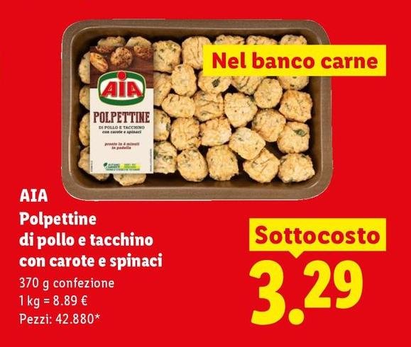 Aia - Polpettine Di Pollo E Tacchino Con Carote E Spinaci