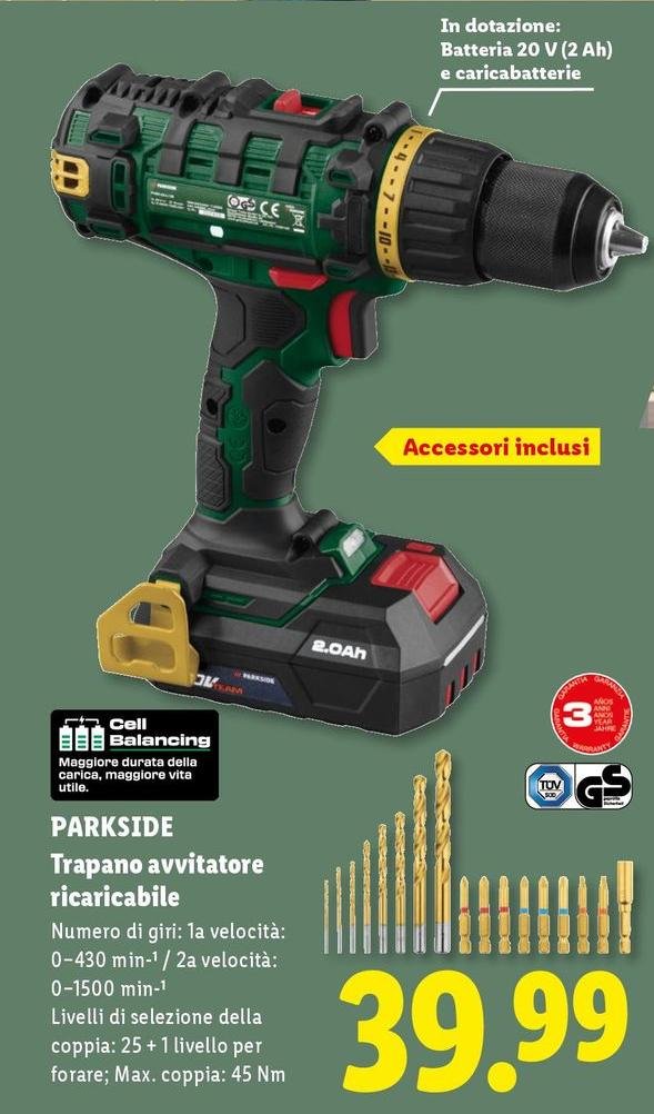 Parkside - Trapano Aventiatore I Fiaricabile