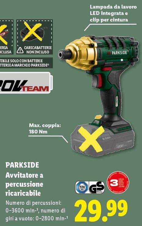 Parkside - Paviatatore A Percussione Ricaricabile