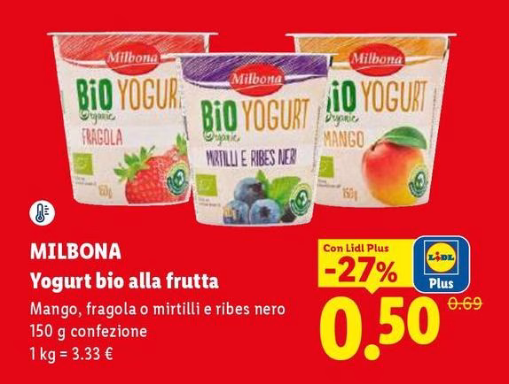 Milbona - Yogurt Bio Alla Frutta