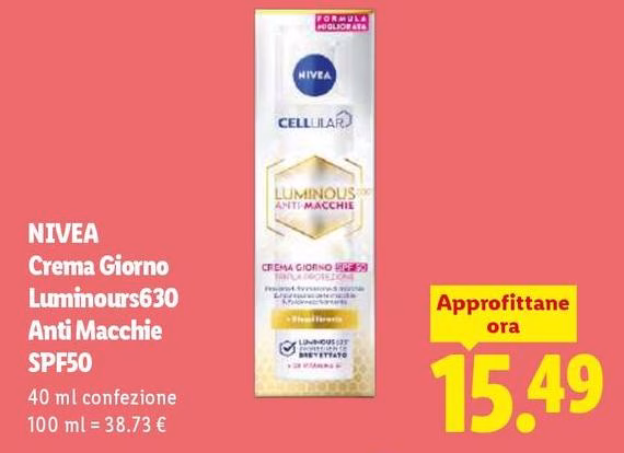Nivea - Crema Giorno Luminous630 Anti Macchie Spf50