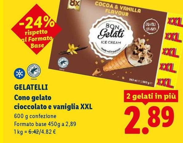 Bon Gelati - Gelatelli Cono Gelato Cioccolato E Vaniglia Xxl