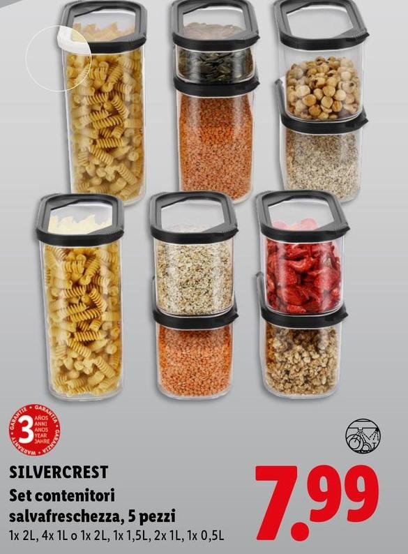 Silvercrest - Set Contenitori Salvafreschezza,5 Pezzi