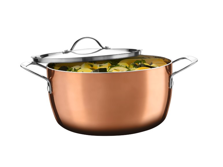 Pentola con rivestimento in rame e coperchio Ø 24 cm
