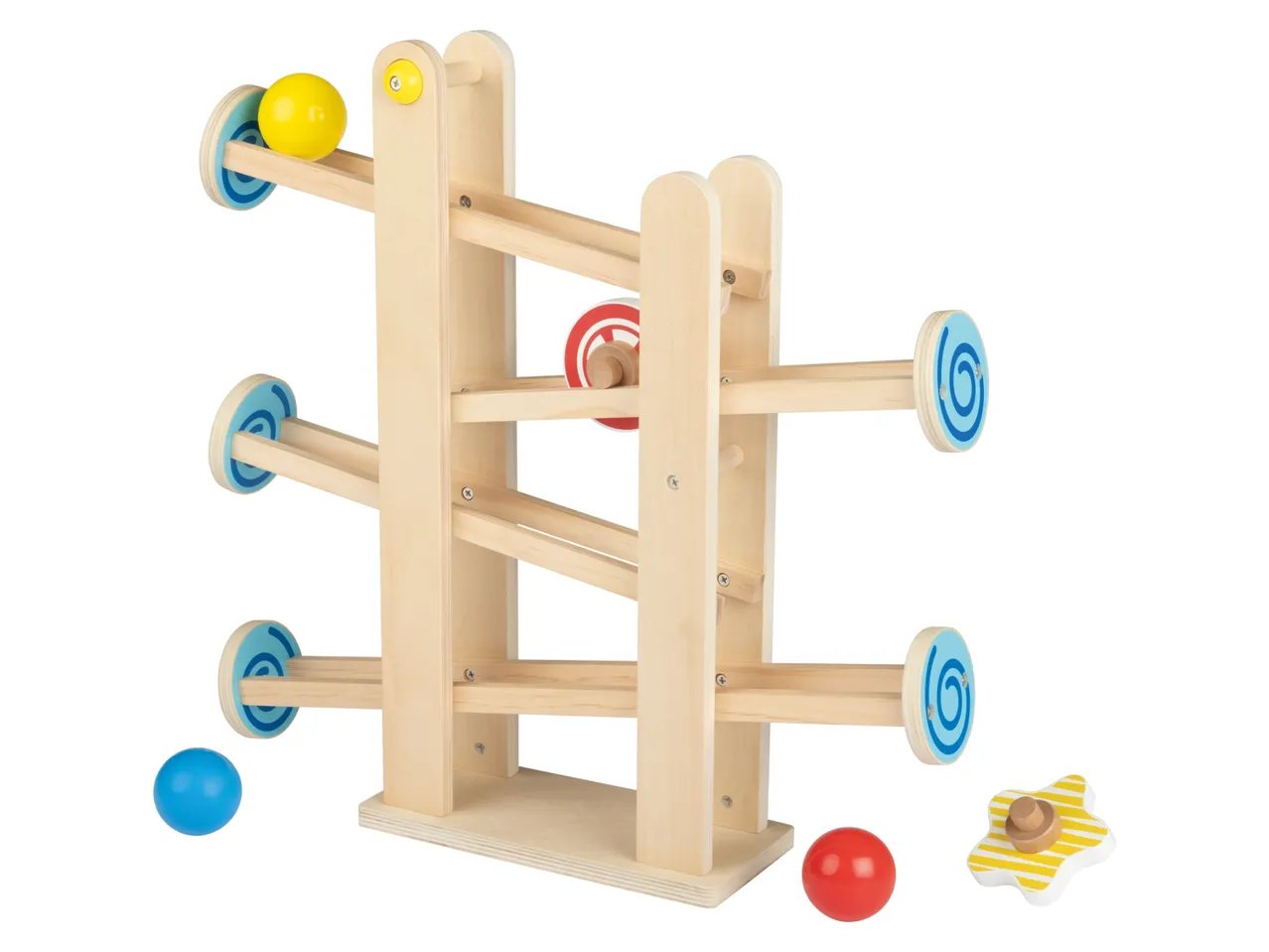 Pista per biglie in legno