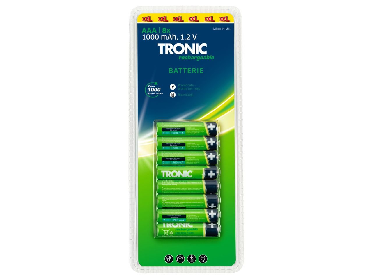 Batterie ricaricabili, 8 pezzi